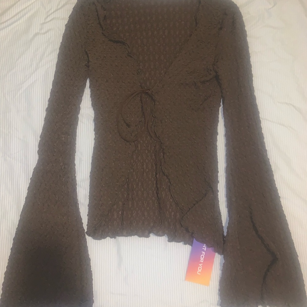 brown tie up long sleeve